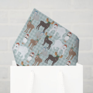 Arctic Animals in Winter Hats Christmas Tissue Paper