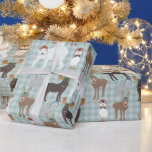 Arctic Animals in Winter Hats Christmas Wrapping Paper<br><div class="desc">Features an all over pattern of painted illustrations of Arctic animals wearing knit winter hats with illustrations of polar bears,  reindeer,  moose,  puffins and Arctic foxes.</div>