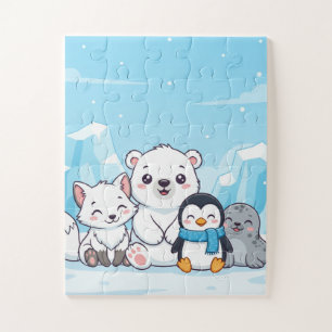 Arctic Animals Kids Puzzle Cute Polar Bear Fox P