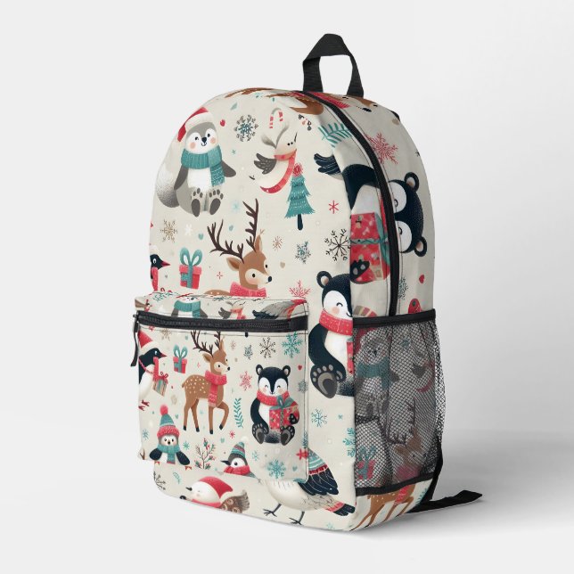 Arctic Animals Pattern Backpack (Back Corner Right)