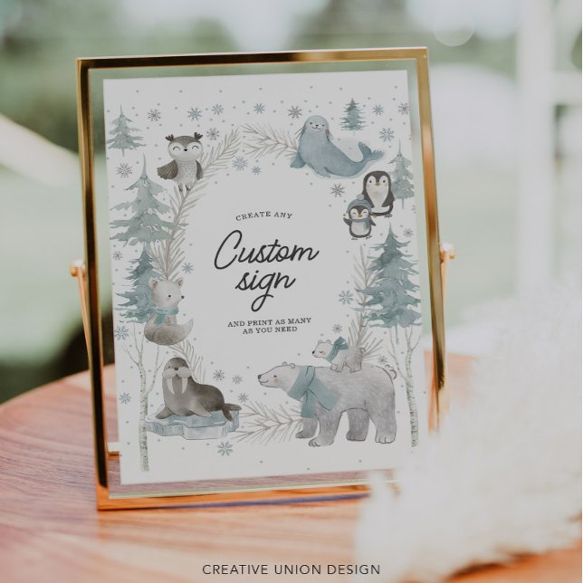 Arctic Animals Winter Baby Shower Custom Sign (Creator Uploaded)