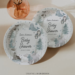 Arctic Animals Winter Baby Shower Paper Plates