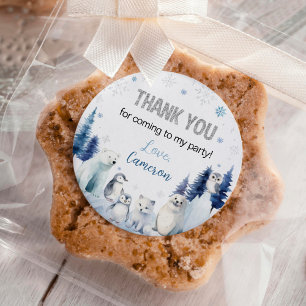 Arctic Animals Winter Birthday Classic Round Sticker