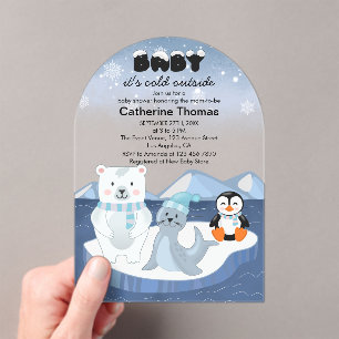 Arctic Animals Winter Wonderland Baby Shower Acrylic Invitations