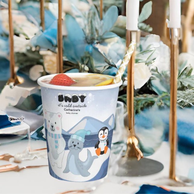 Arctic Animals Winter Wonderland Baby Shower Paper Cups (Creator Uploaded)