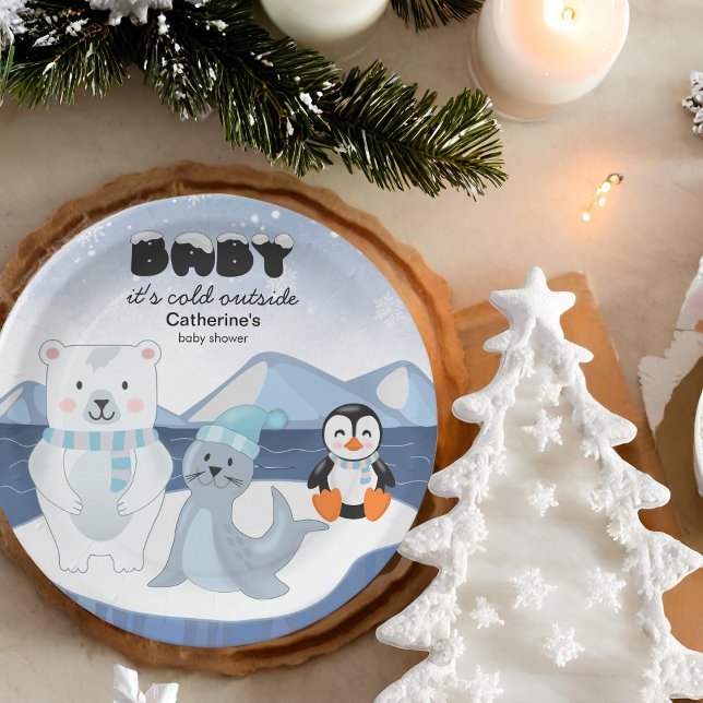 Arctic Animals Winter Wonderland Baby Shower Paper Plate (Creator Uploaded)