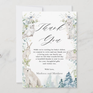 Arctic Animals Winter Wonderland Baby Shower  Thank You Card