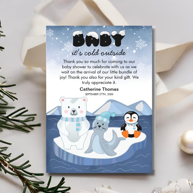 Arctic Animals Winter Wonderland Baby Shower Thank You Card (Creator Uploaded)
