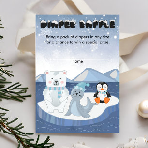 Arctic Animals Winter Wonderland Diaper Raffle Enclosure Card