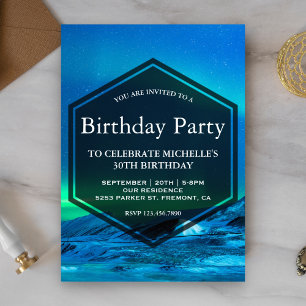 Arctic Aurora Northern Lights Birthday Party Invitation