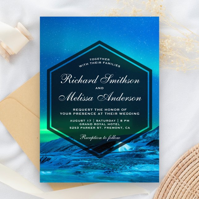 Arctic Aurora Northern Lights Wedding Invitation (Creator Uploaded)