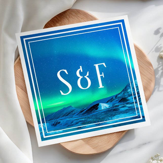 Arctic Aurora Northern Lights Wedding Napkin (Creator Uploaded)