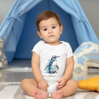 Arctic Azure Watercolor Penguin, custom