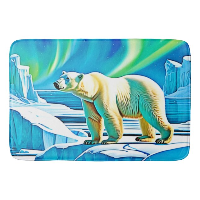 Arctic Bear Northern Lights Bath Mat (Front)
