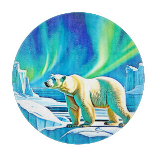 Arctic Bear Northern Lights Cutting Board