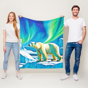 Arctic Bear Northern Lights Fleece Blanket