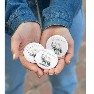 Arctic Beauty: Winter Fox custom 3 Cm Round Badge