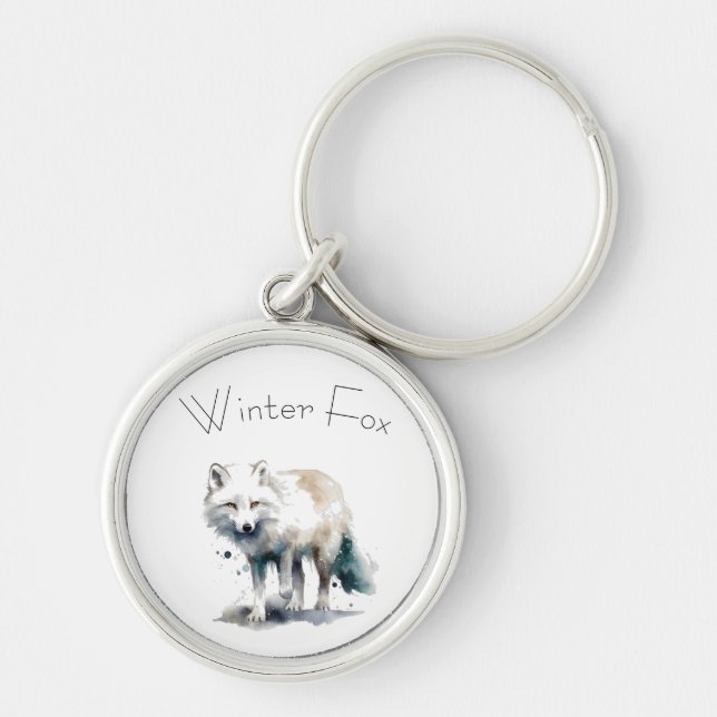 Arctic Beauty: Winter Fox custom Key Ring (Front)