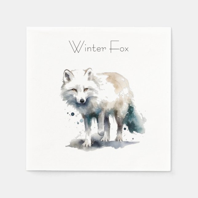 Arctic Beauty: Winter Fox custom Napkin (Front)