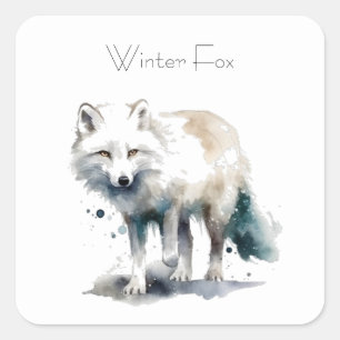 Arctic Beauty: Winter Fox custom Square Sticker
