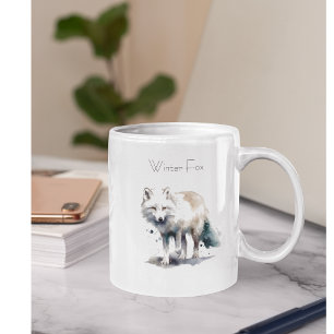 Arctic Beauty: Winter Fox custom Two-Tone Coffee Mug