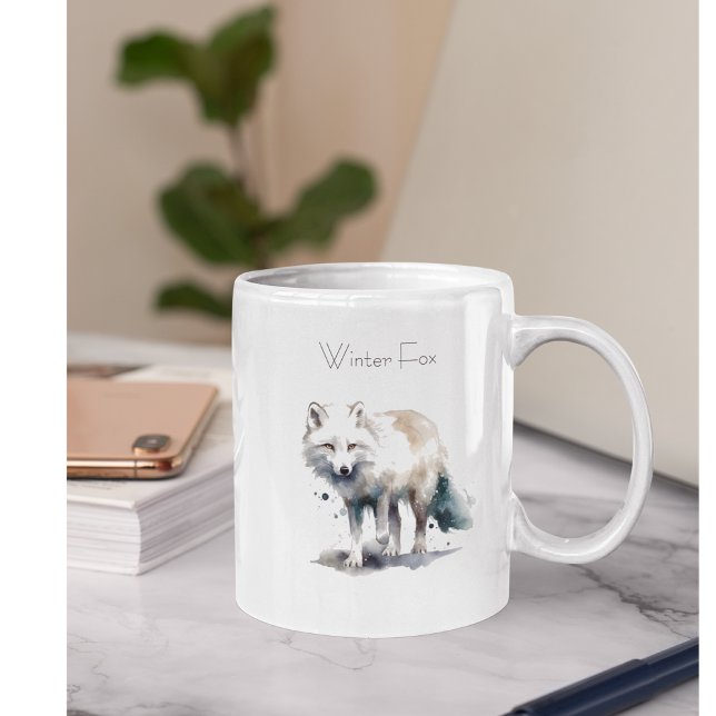 Arctic Beauty: Winter Fox custom Two-Tone Coffee Mug (Creator Uploaded)