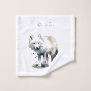 Arctic Beauty: Winter Fox custom Wash Cloth