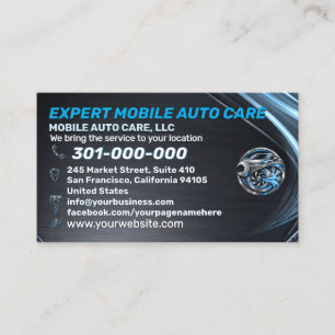 Arctic Blue Auto AC Repair Custom Logo Metal Business Card