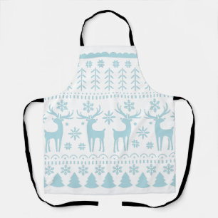 Arctic Blue Folk Art Winter Theme Apron