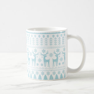 Arctic Blue Folk Art Winter Theme Coffee Mug