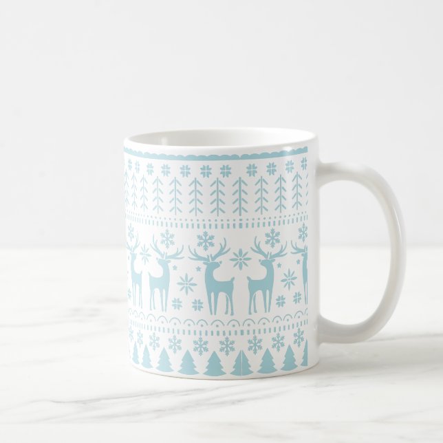Arctic Blue Folk Art Winter Theme Coffee Mug (Right)