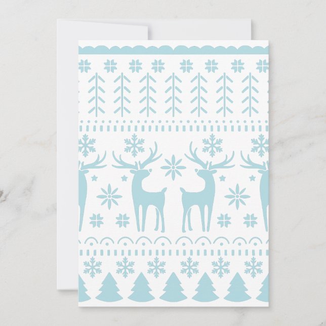 Arctic Blue Folk Art Winter Theme Holiday Card (Front)