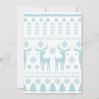 Arctic Blue Folk Art Winter Theme Holiday Card