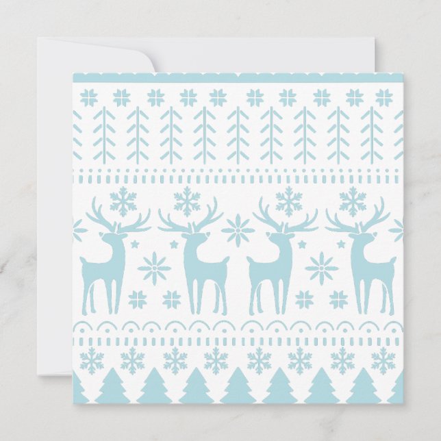 Arctic Blue Folk Art Winter Theme Holiday Card (Front)