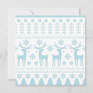Arctic Blue Folk Art Winter Theme Holiday Card