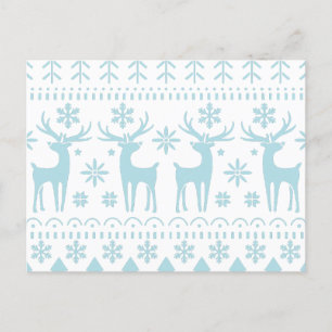 Arctic Blue Folk Art Winter Theme Holiday Postcard