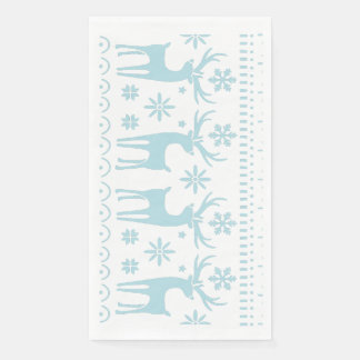 Arctic Blue Folk Art Winter Theme Napkin