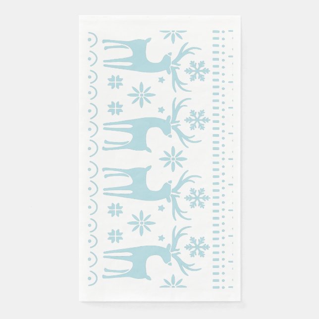 Arctic Blue Folk Art Winter Theme Napkin (Front)