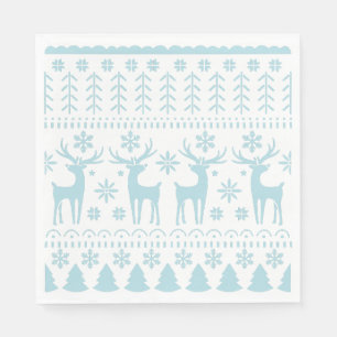 Arctic Blue Folk Art Winter Theme Napkin