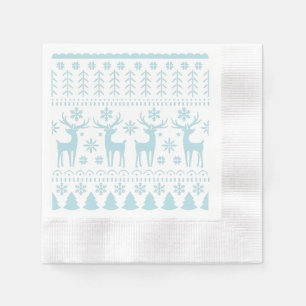 Arctic Blue Folk Art Winter Theme Napkin