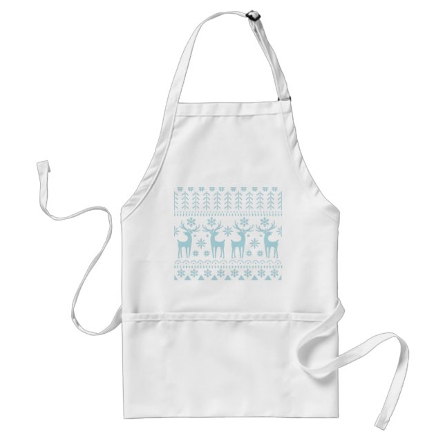 Arctic Blue Folk Art Winter Theme Standard Apron (Front)