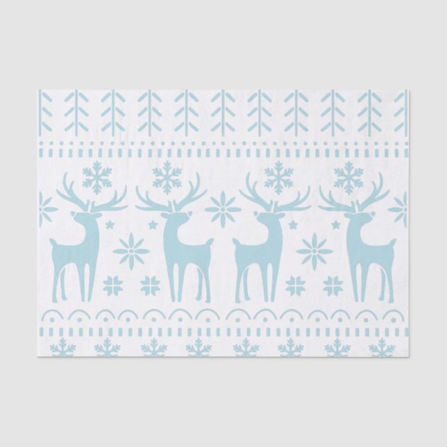 Arctic Blue Folk Art Winter Theme Tissue Paper (Front)