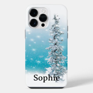 Arctic blue frozen frosty silver sparkle evergreen iPhone 14 pro max case