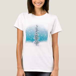 Arctic blue frozen frosty silver sparkle evergreen T-Shirt