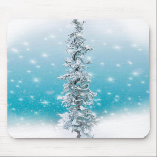Arctic blue Holiday tree Mouse Pad