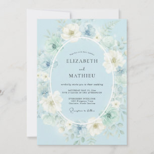 Arctic Blue Poetic Spring Wedding Invitation