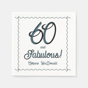 Arctic Blue Sixty and Fabulous 60th Birthday Party Napkin