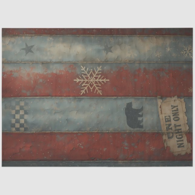 Arctic Circus Rustic Carnival Stripe Winter  Tissue Paper (Front)