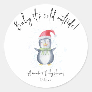 Arctic cute Penguin - baby it's cold outside Classic Round Sticker