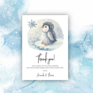 Arctic cute Penguin thank you baby shower Card